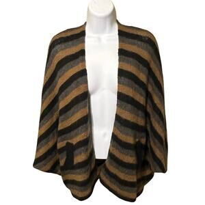 Wooden Ships Mohair Wool Knit Draped Shrug Boho Slouchy Open Cardigan Striped M
